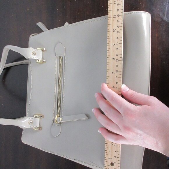 Gilda Tonelli Made in Italy Glittery Tote Bag Cream Glossy Purse Leather 980 - Picture 12 of 14